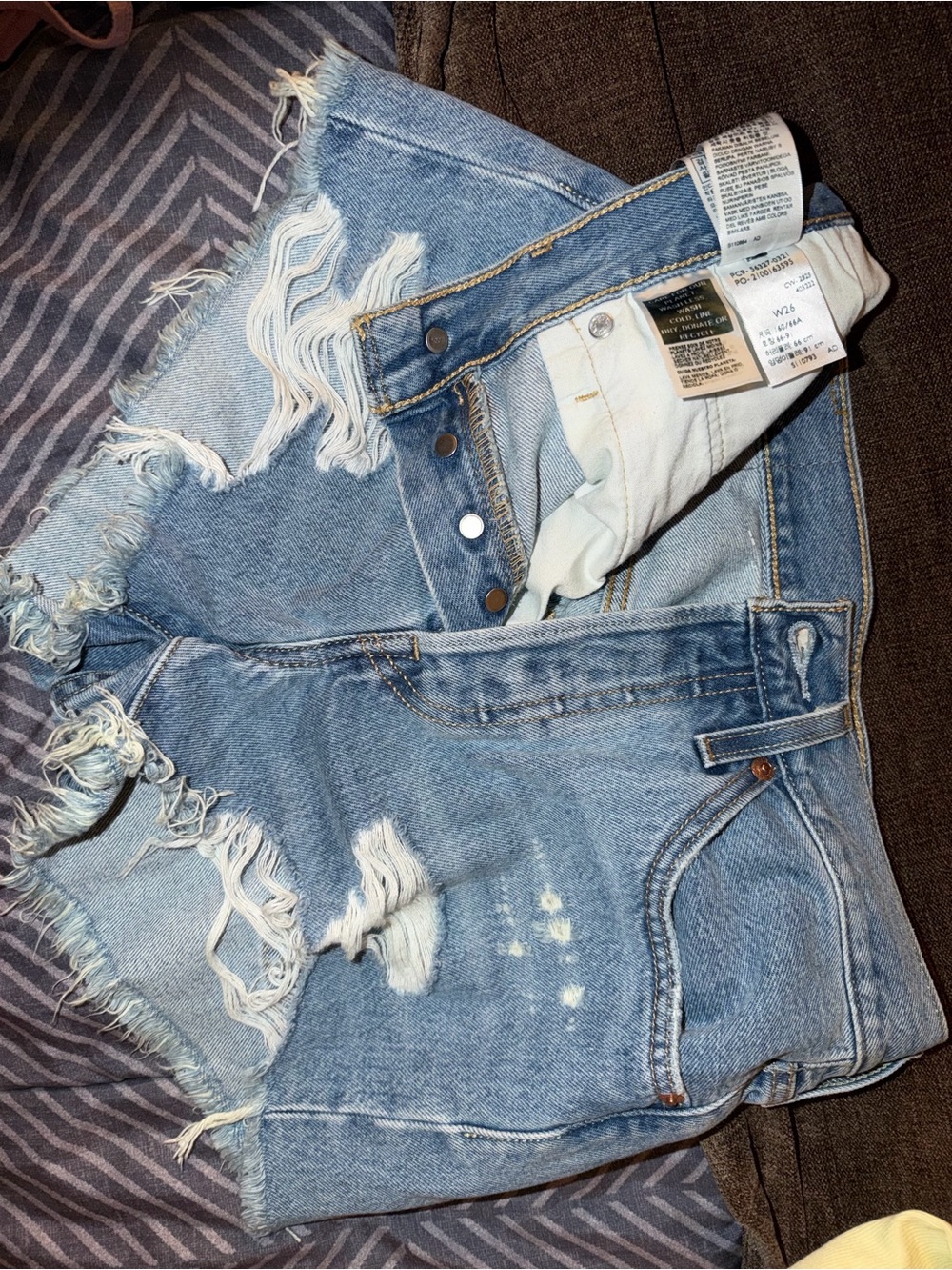 Levi's Light Blue Distressed Denim Cutoff Shorts